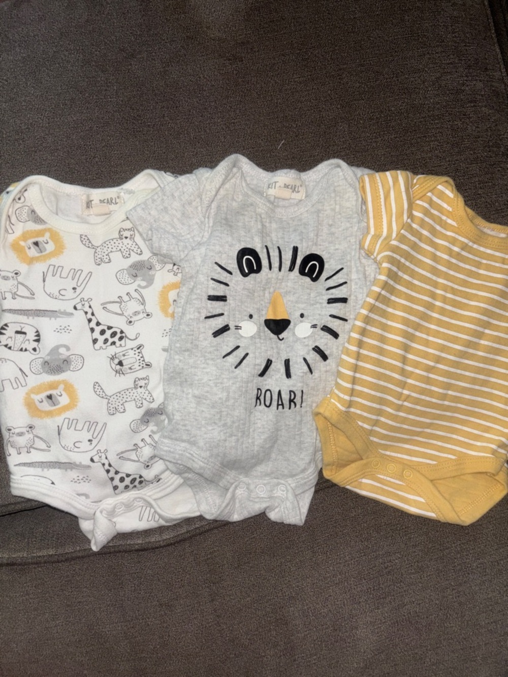 Carter's 3-Pack Bodysuits in White, Gray & Mustard Yellow